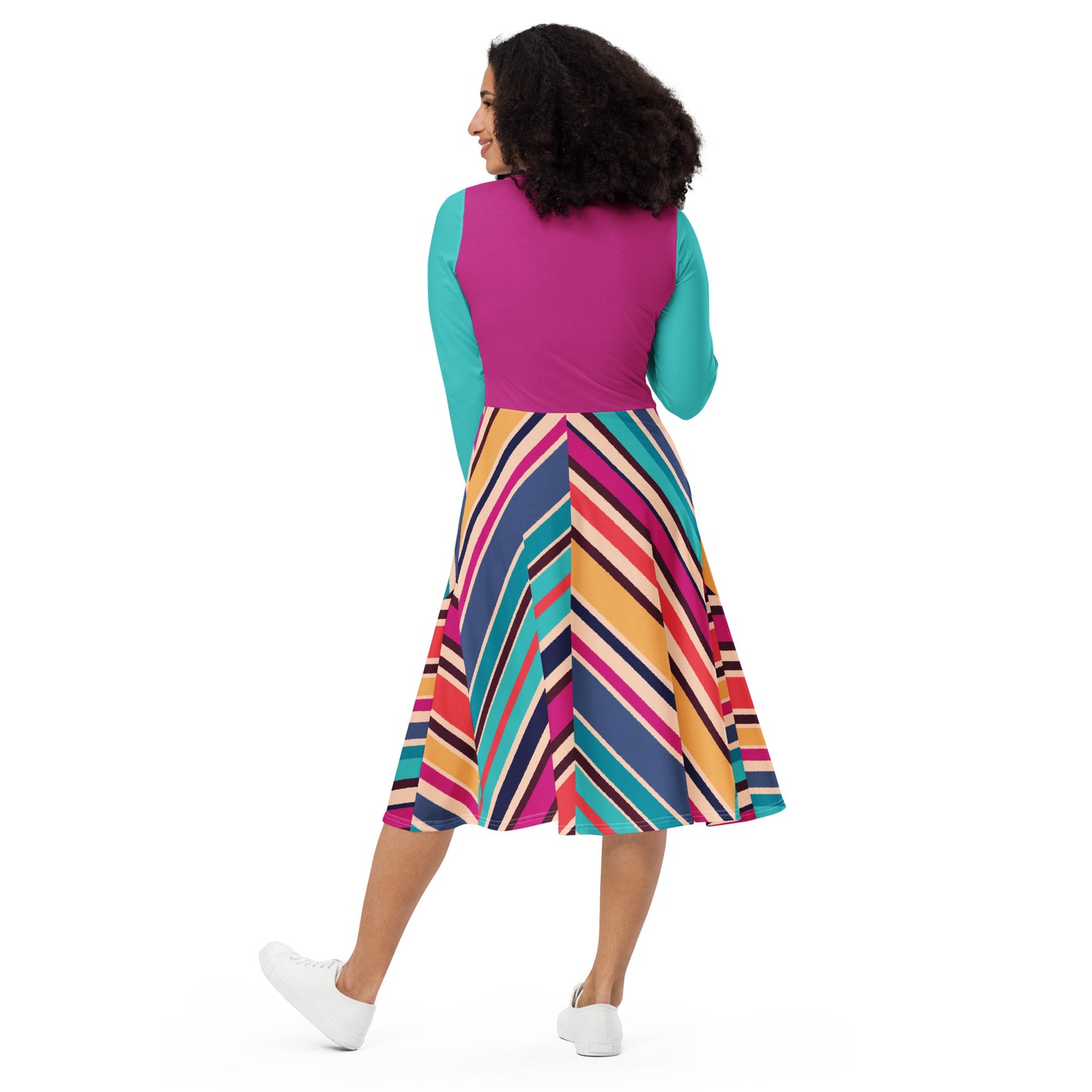 AJAK Exclusive print long sleeve midi dress