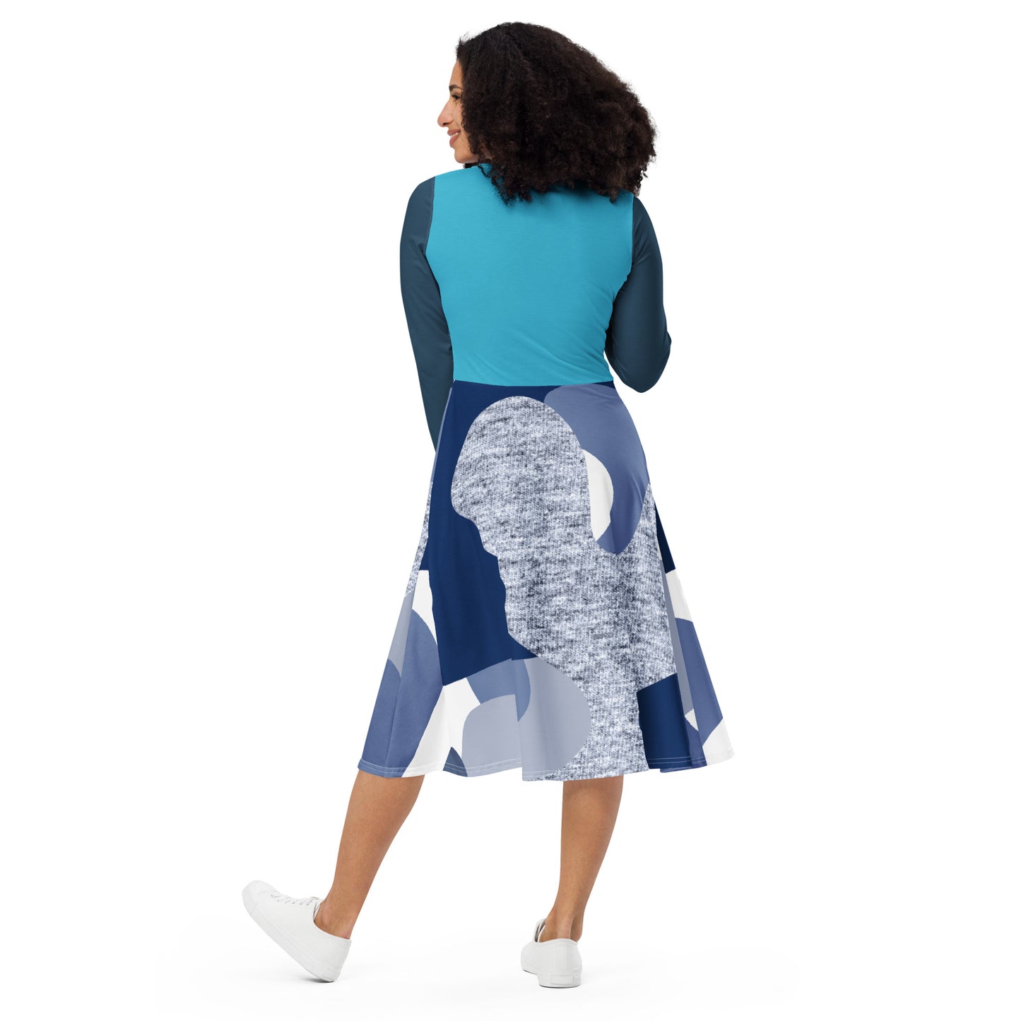 AJAK Exclusive print long sleeve midi dress
