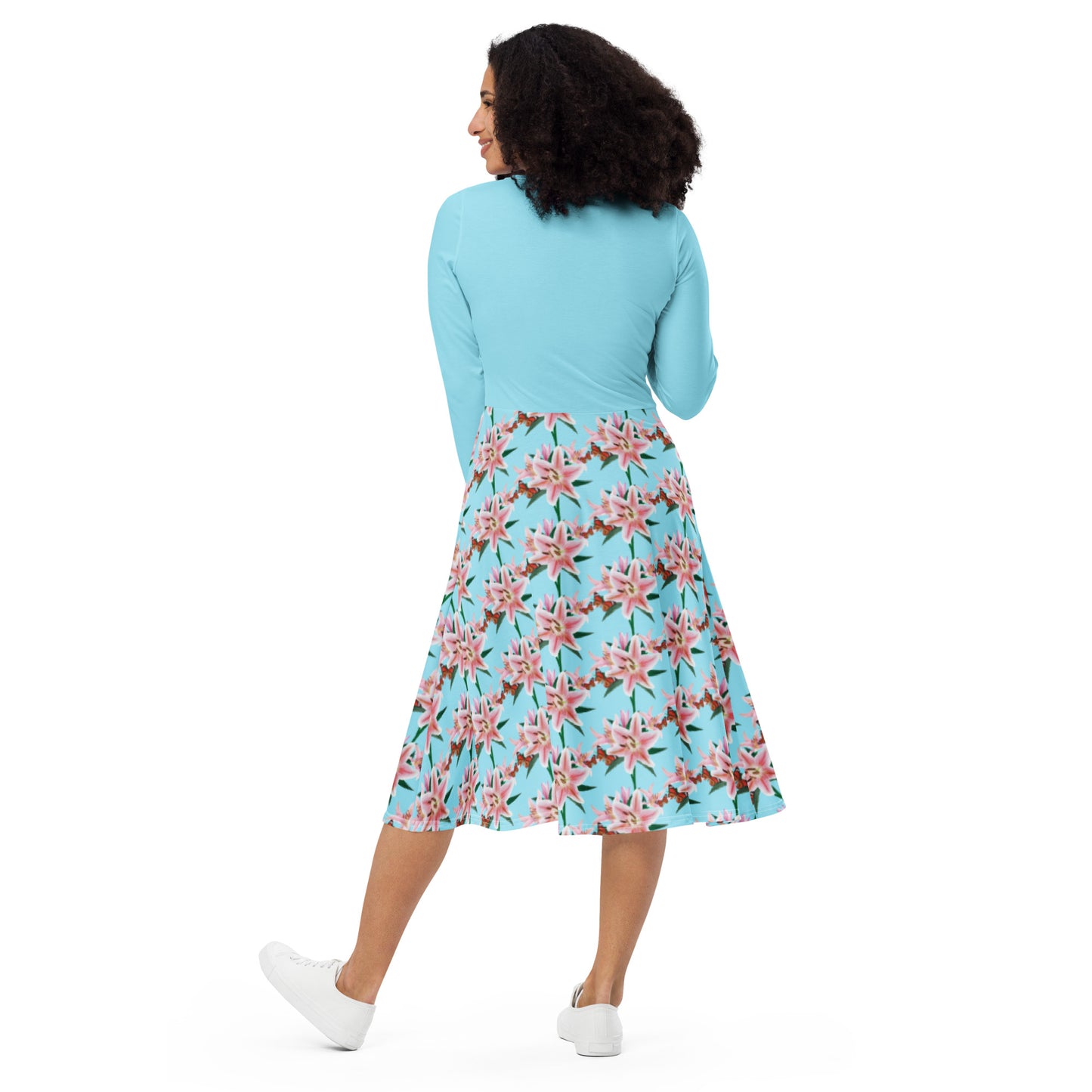 AJAK SIGNATURE print long sleeve midi dress