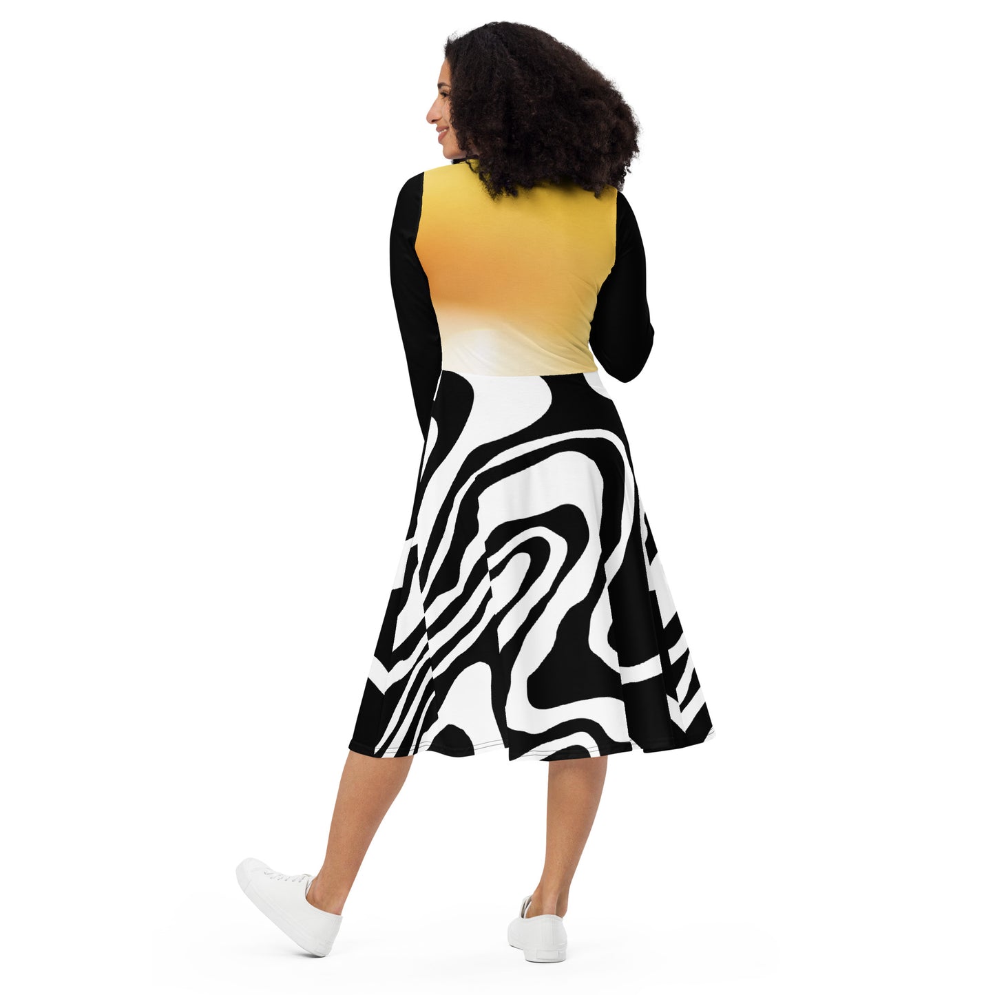 AJAK Exclusive print long sleeve midi dress