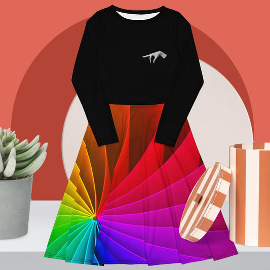 AJAK Exclusive print long sleeve midi dress