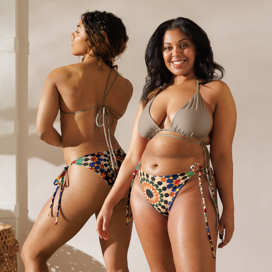AJAK Exclusive print recycled string bikini bottom