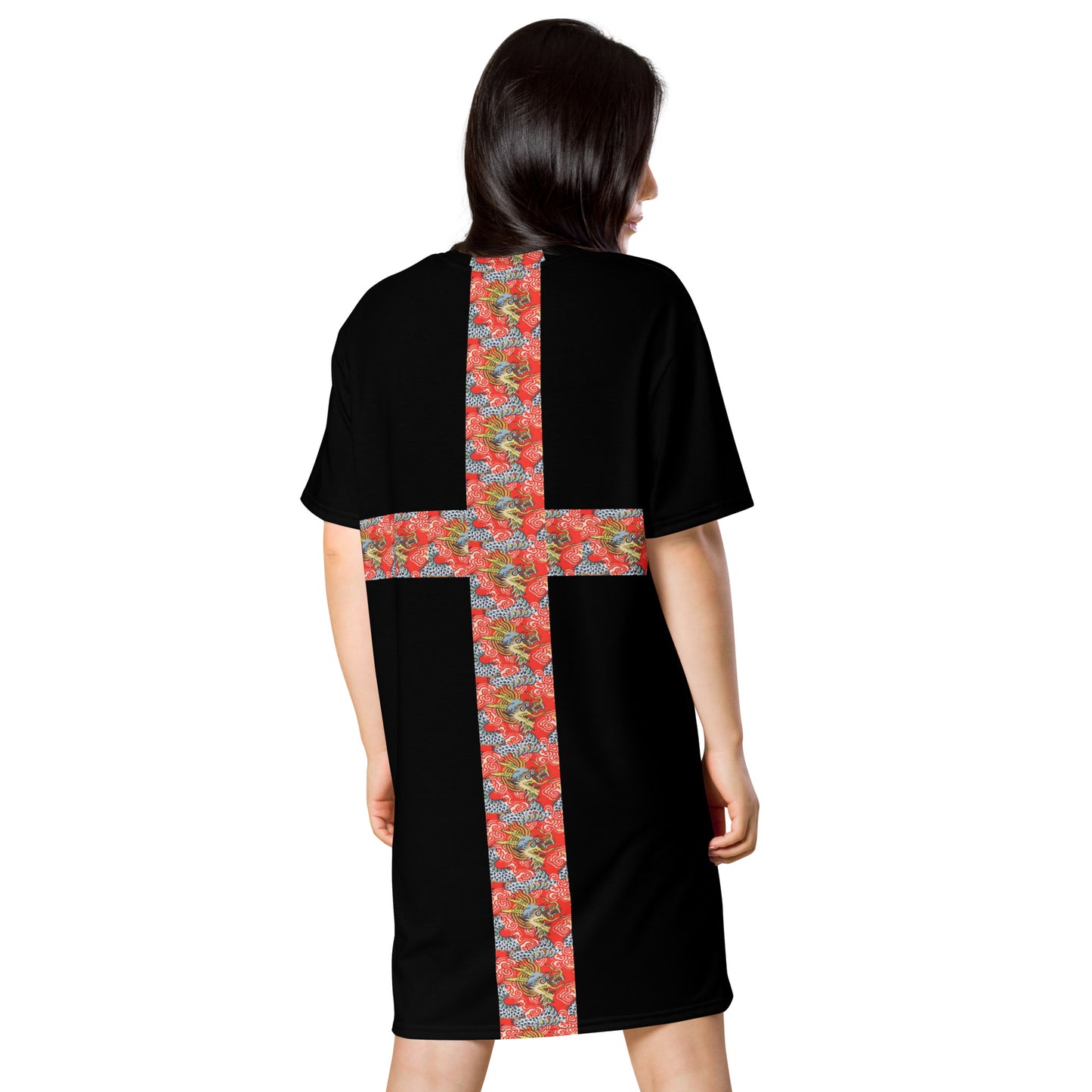 AJAK Oriental Print T-shirt dress