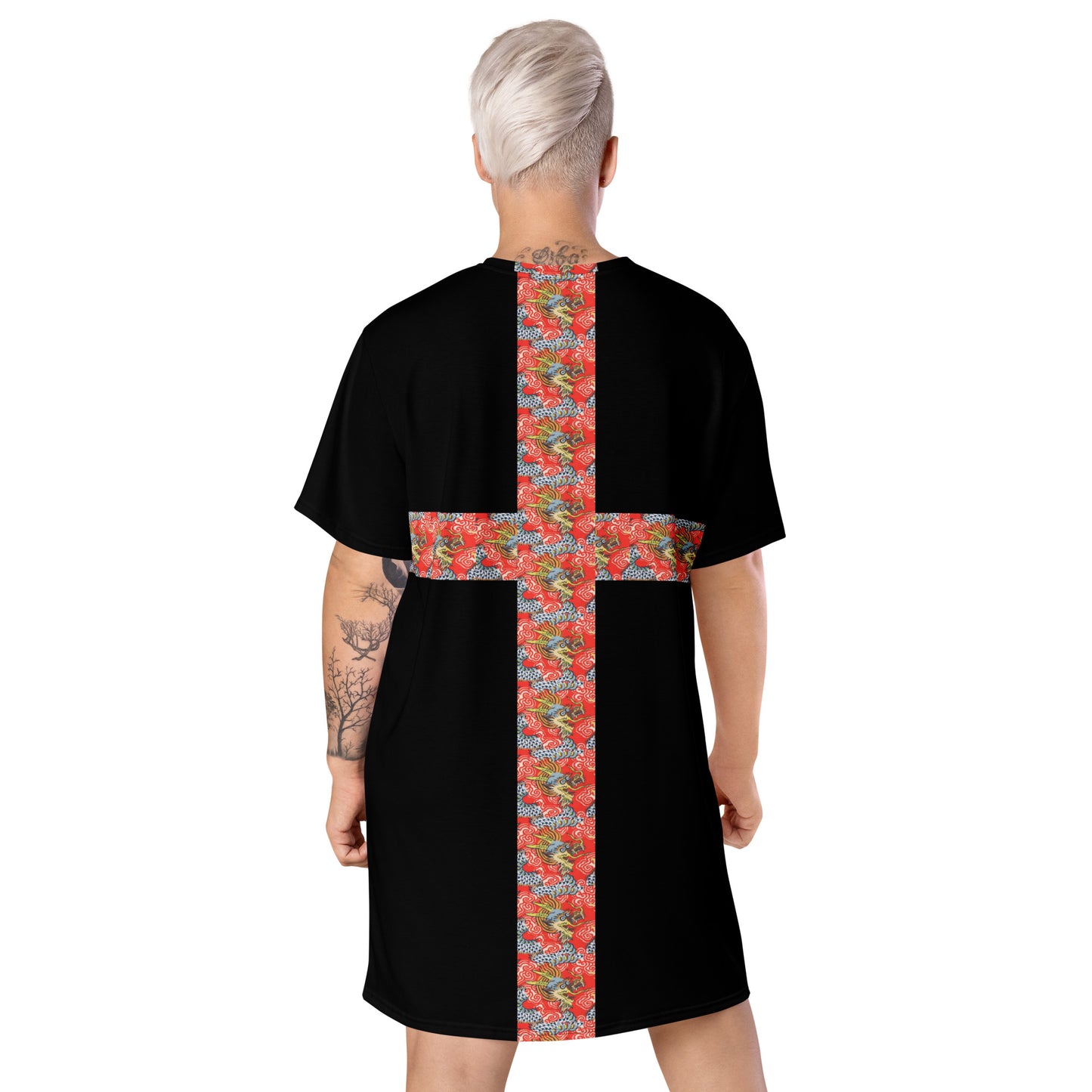 AJAK Oriental Print T-shirt dress