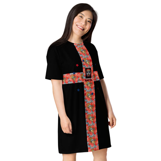 AJAK Oriental Print T-shirt dress