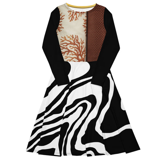 AJAK Exclusive print long sleeve midi dress