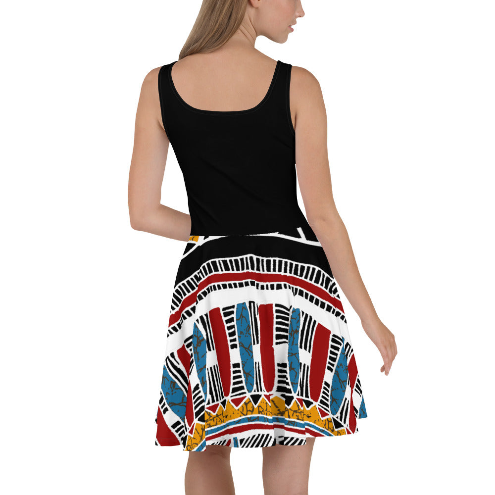 AJAK Tribal Print Skater Dress