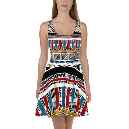 AJAK Tribal Print Skater Dress