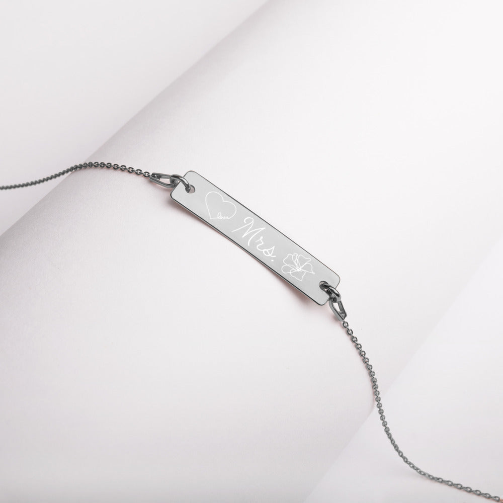 AJAK Engraved Silver Bar Chain Necklace