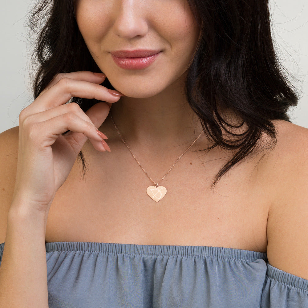 AJAK Engraved Silver Heart Necklace