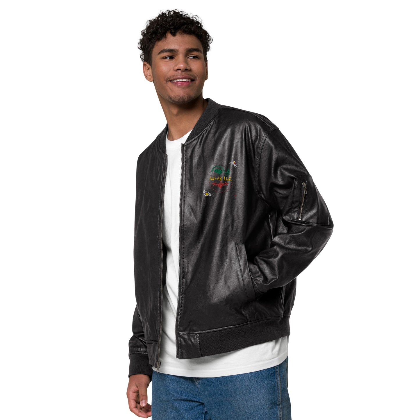 AJAK SIGNATURE Leather Bomber Jacket