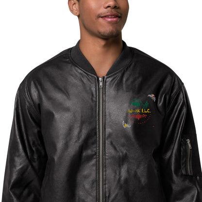 AJAK SIGNATURE Leather Bomber Jacket