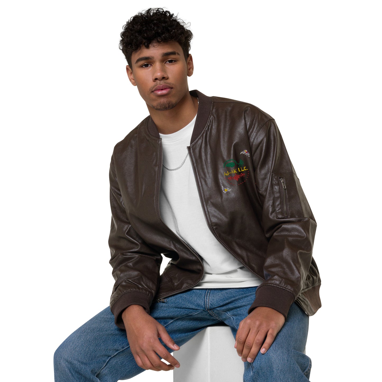 AJAK SIGNATURE Leather Bomber Jacket