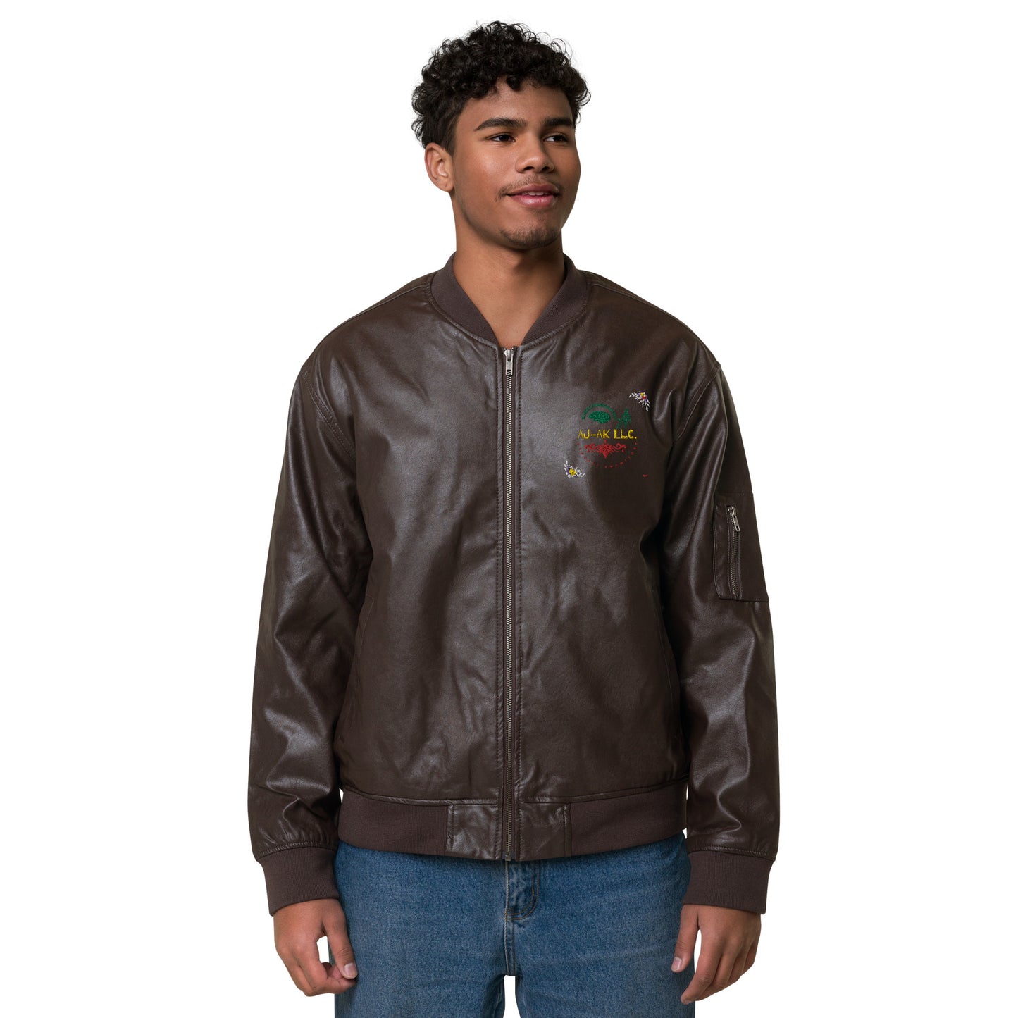 AJAK SIGNATURE Leather Bomber Jacket