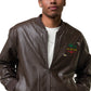 AJAK SIGNATURE Leather Bomber Jacket